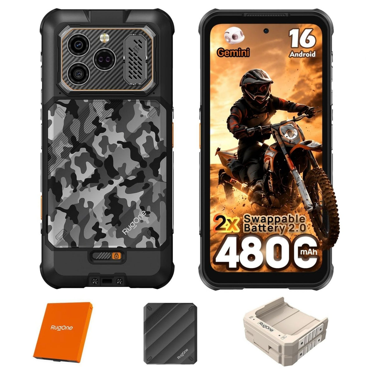 RugOne Xever 8 Rugged Smartphone 128GB 16GB RAM Dual SIM Black Smartphone