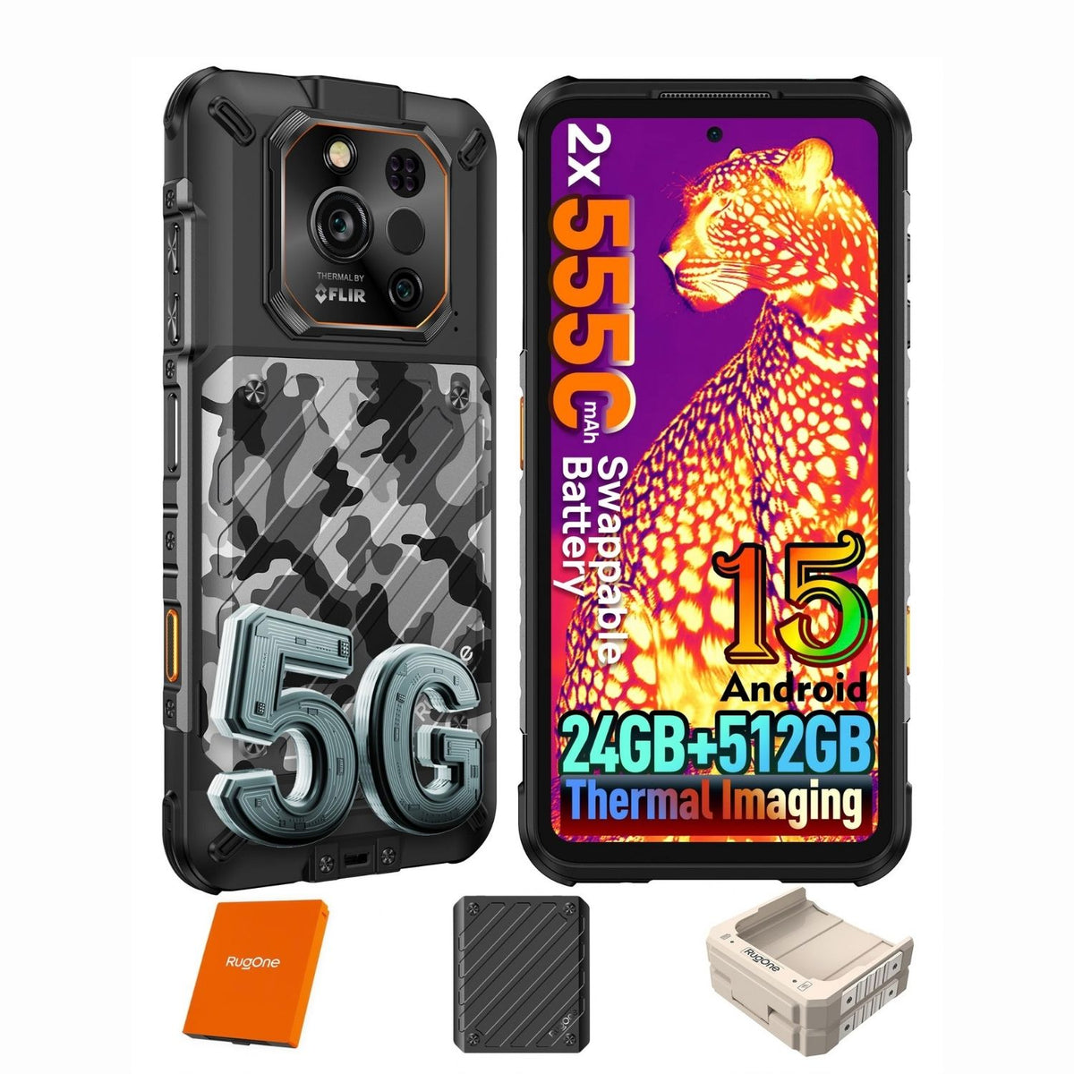 RugOne Xever 7 Pro Rugged Black Thermal Imaging Smartphone