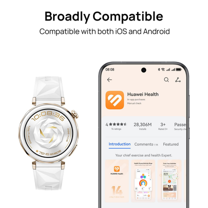 HUAWEI Watch GT 5 Pro 42mm iOS and Android Compatible White Smartwatch