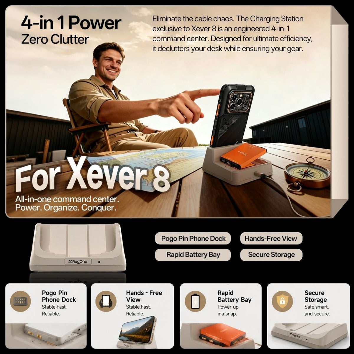 RugOne Xever 8 Rugged Smartphone 128GB 16GB RAM Dual SIM Black Smartphone