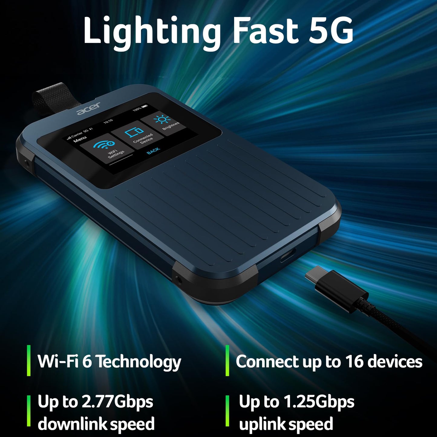 Acer Connect Enduro M3 5G Router & Mobile Hotspot with Wi-Fi 6 and 20GB Roaming Data