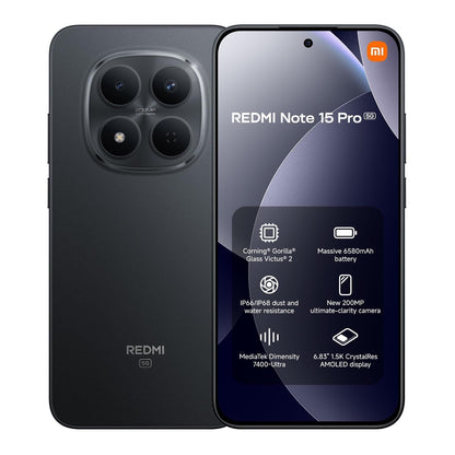 Xiaomi Redmi Note 15 Pro 5G 8GB 256GB Black Android Smartphone
