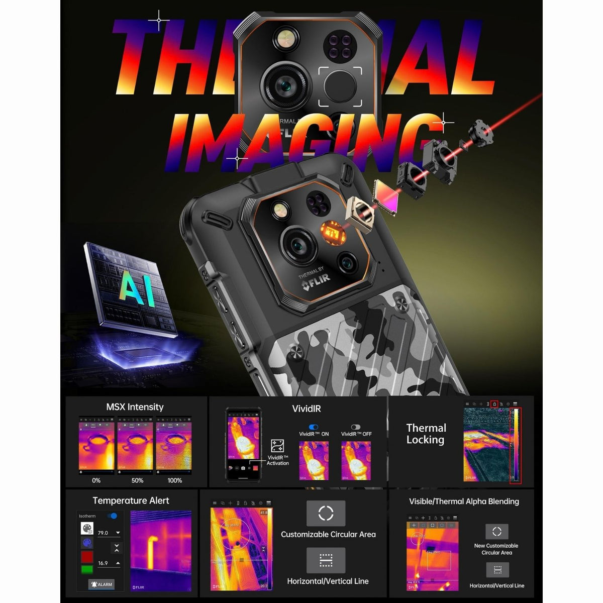 RugOne Xever 7 Pro Rugged Black Thermal Imaging Smartphone
