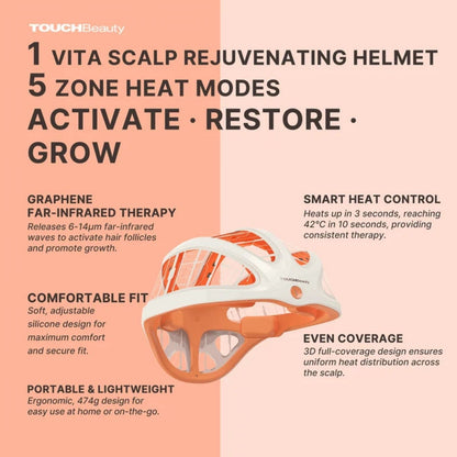 TouchBeauty Graphene FIR Infrared Red Light Hair Growth Therapy Helmet