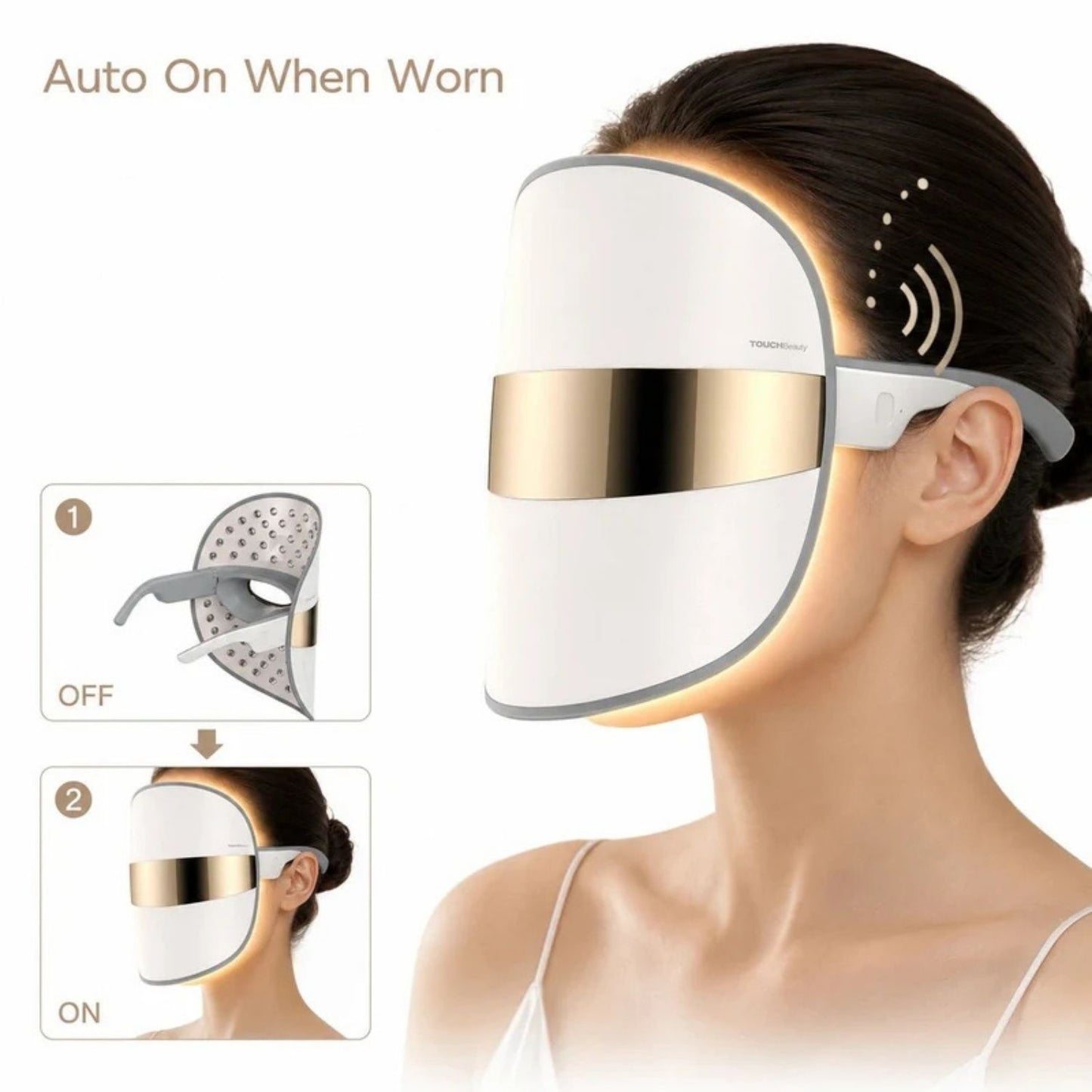 TouchBeauty LED Face Mask with Red Blue Yellow Light Therapy