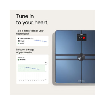 Withings Body Comp Smart Scale with Complete Body Analysis, Heart Health Tracking & Wi‑Fi/Bluetooth Sync