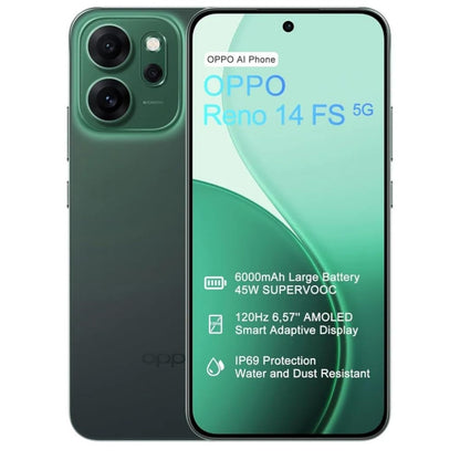 OPPO Reno14 FS 5G 256GB Dual SIM Luminous Green Android Smartphone