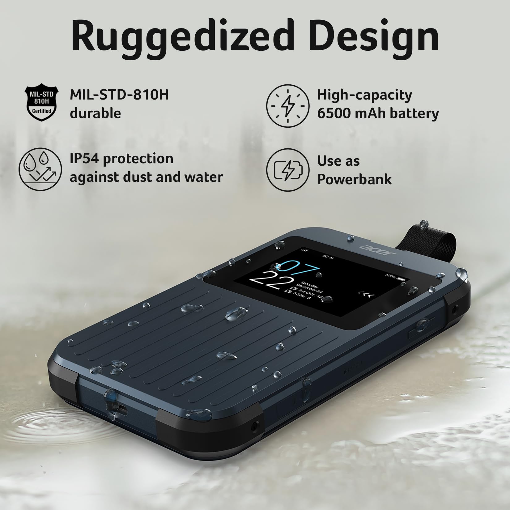 Acer Connect Enduro M3 5G Router & Mobile Hotspot with Wi-Fi 6 and 20GB Roaming Data